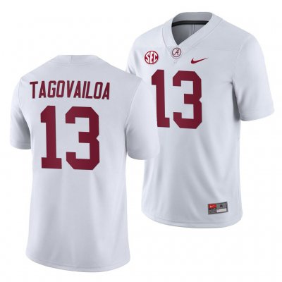 Men's Alabama Crimson Tide #13 Tua Tagovailoa White 2019 NCAA Away Game College Football Jersey 2403KMKH0